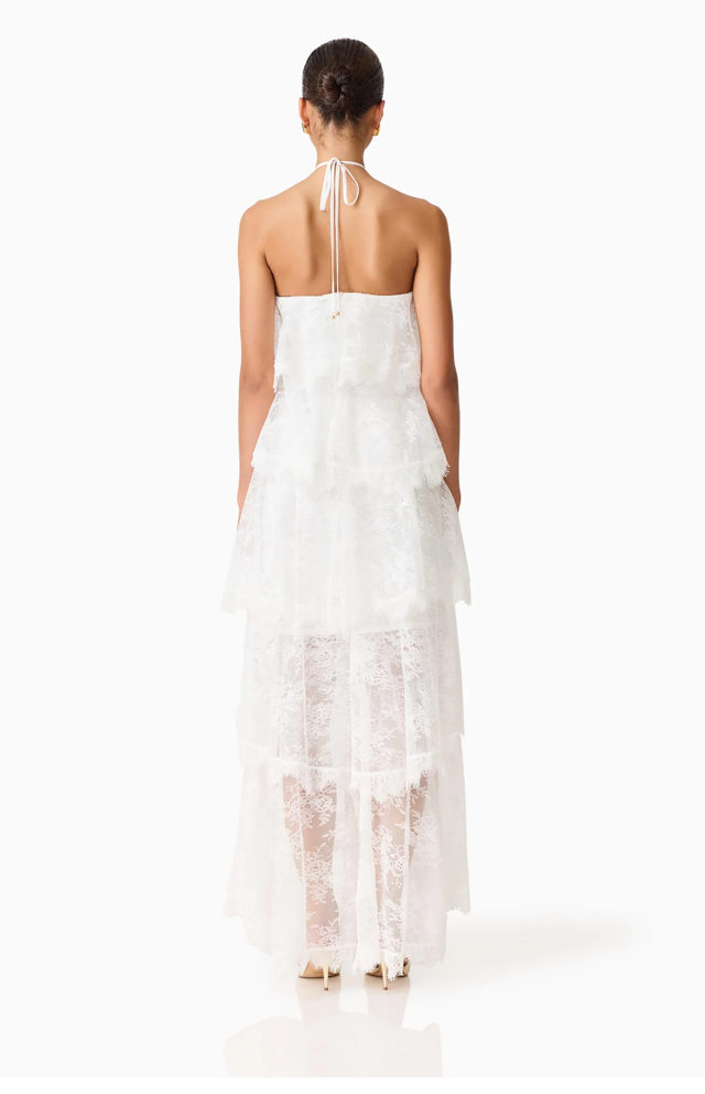Evelin Lace Gown in White by Elliatt