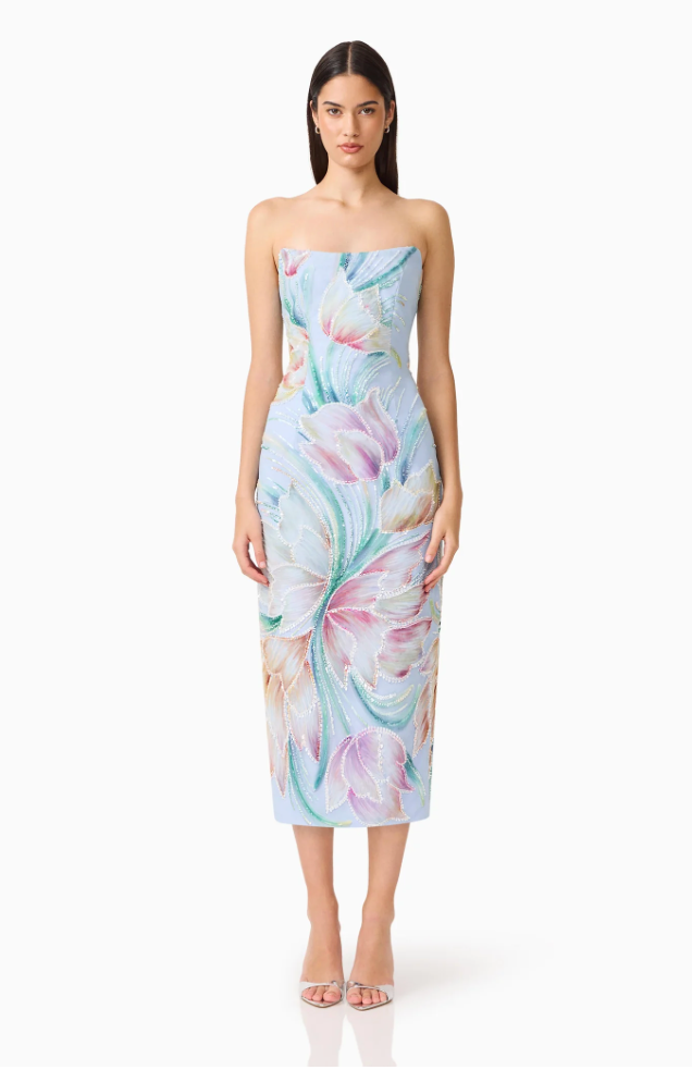 ELLIATT Priselle Strapless Midi Dress in Floral Multi