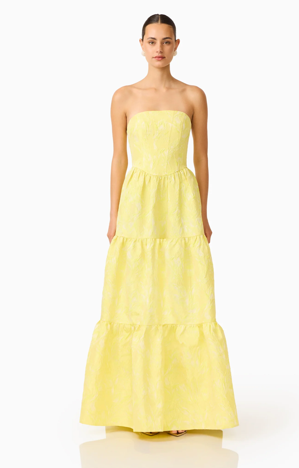 Luella Strapless Gown in Yellow by Elliatt