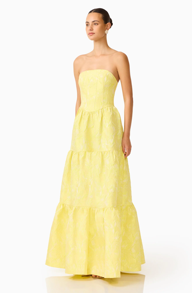 Luella Strapless Gown in Yellow by Elliatt