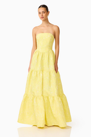 Luella Strapless Gown in Yellow by Elliatt