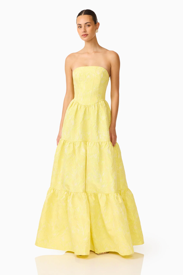 Luella Strapless Gown in Yellow by Elliatt