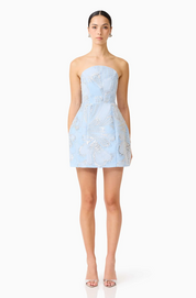 Annabelle Embellished Strapless Mini Dress in Blue by Elliatt
