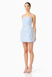 Annabelle Embellished Strapless Mini Dress in Blue by Elliatt