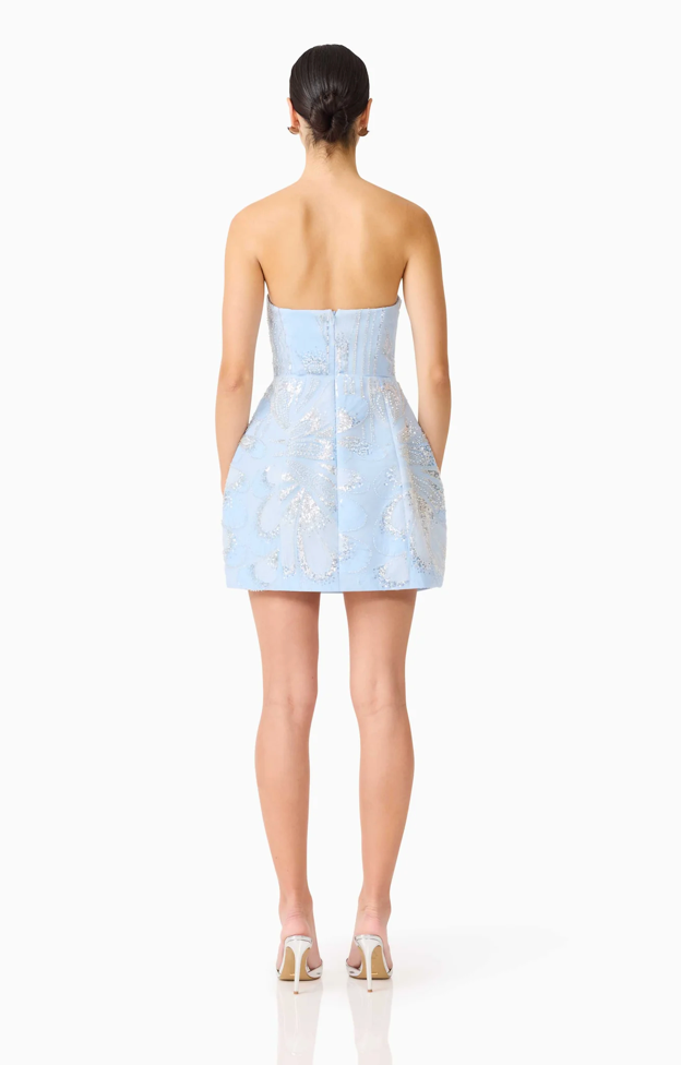 Annabelle Embellished Strapless Mini Dress in Blue by Elliatt