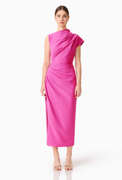 Chantal Asymmetrical Midi Dress in Pink by Elliatt