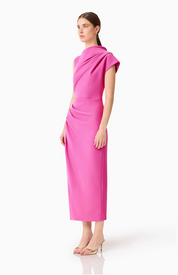 Chantal Asymmetrical Midi Dress in Pink by Elliatt