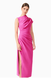Chantal Asymmetrical Midi Dress in Pink by Elliatt