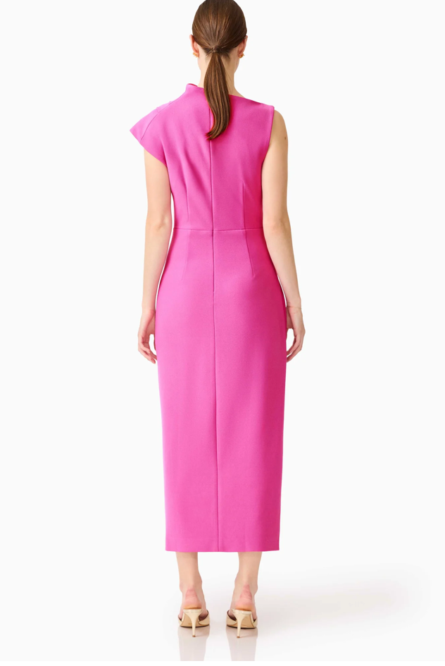 Chantal Asymmetrical Midi Dress in Pink by Elliatt