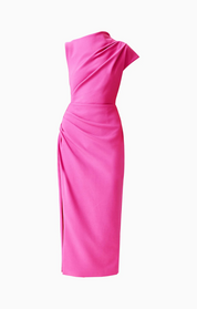 Chantal Asymmetrical Midi Dress in Pink by Elliatt