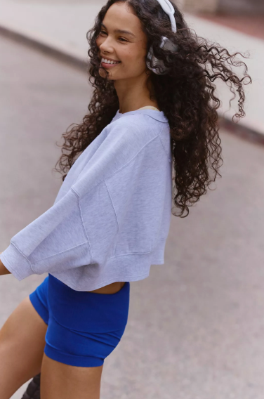 Intercept Pullover Short Sleeve | White/Heather Grey | Free People