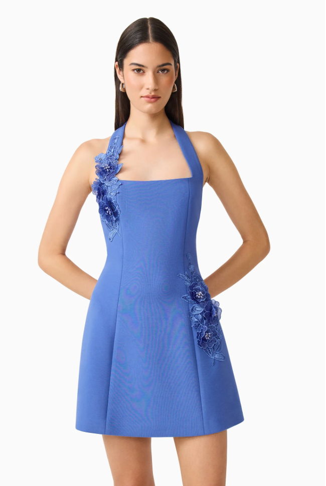 Talitha Halter Mini Dress in Cornflower Blue | Elliatt