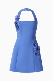 Talitha Halter Mini Dress in Cornflower Blue | Elliatt