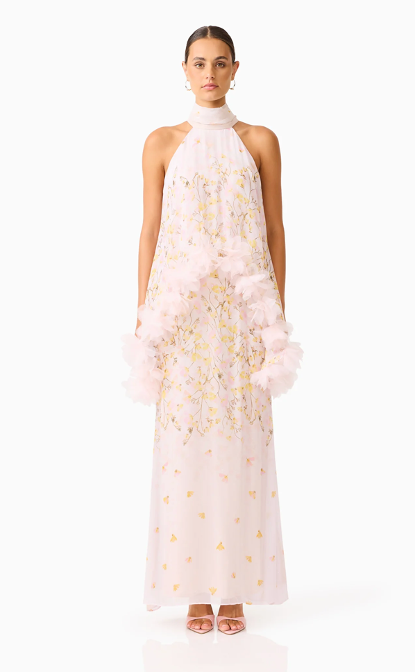 Tulsia Floral Cape Maxi Dress in Pink | Elliatt