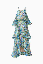 Armani Tiered Maxi Dress In Blue Floral | Elliatt