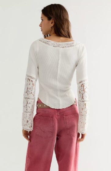 Amber Lace Cuff Long Sleeve | White | Free People