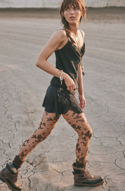 Flocked Floral Tights | Black Combo | Free People