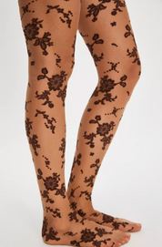 Flocked Floral Tights | Black Combo | Free People