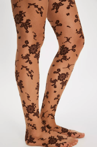 Flocked Floral Tights | Black Combo | Free People