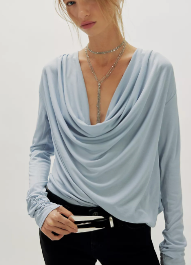 Jane Draped Long Sleeve Top | Grey Dawn | Free People