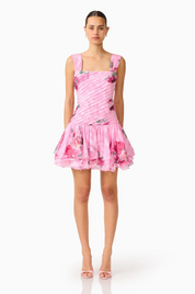 Eleanora Drop Waist Mini in Pink Floral by Elliatt
