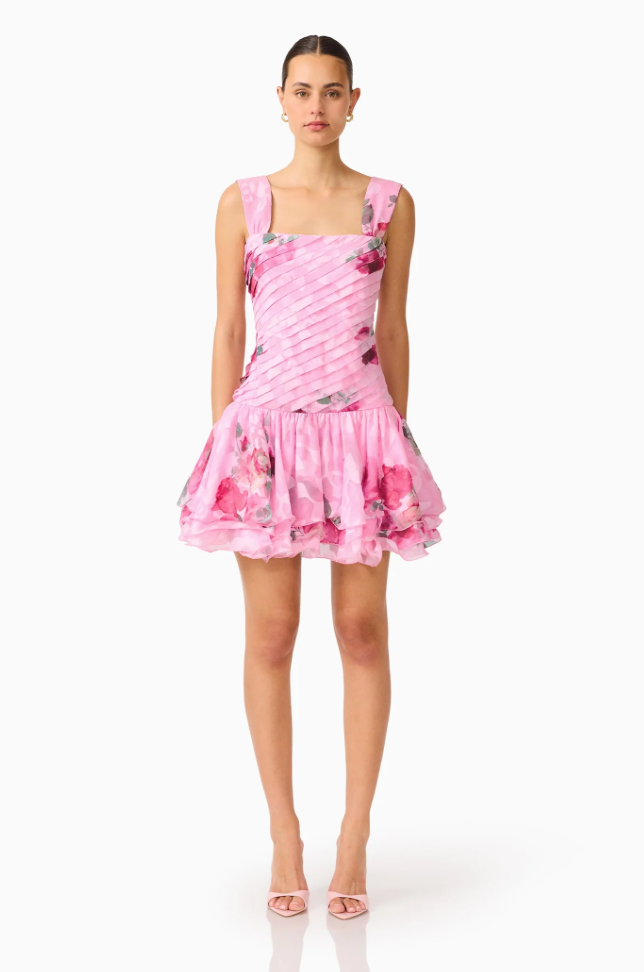 Eleanora Drop Waist Mini in Pink Floral by Elliatt