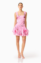 Eleanora Drop Waist Mini in Pink Floral by Elliatt