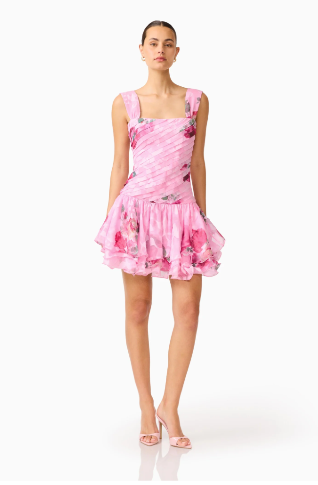 Eleanora Drop Waist Mini in Pink Floral by Elliatt