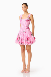Eleanora Drop Waist Mini in Pink Floral by Elliatt