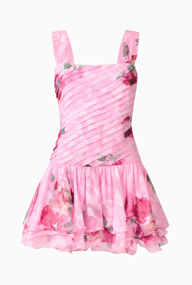 Eleanora Drop Waist Mini in Pink Floral by Elliatt