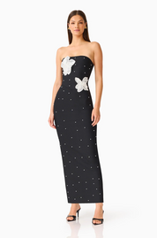 Natasia Embellished Maxi Dress in Black by Elliatt