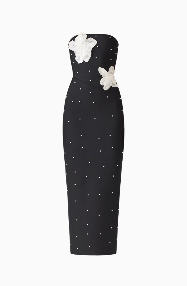 Natasia Embellished Maxi Dress in Black by Elliatt