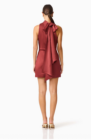 Calista Neck Scarf Mini Dress in Burgundy by Elliatt