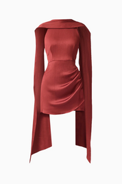 Calista Neck Scarf Mini Dress in Burgundy by Elliatt