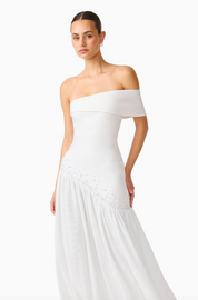 Natasia Off Shoulder Gown in White By Elliatt
