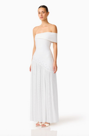 Natasia Off Shoulder Gown in White By Elliatt