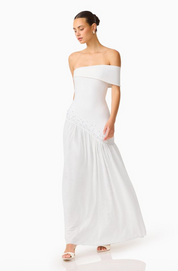 Natasia Off Shoulder Gown in White By Elliatt