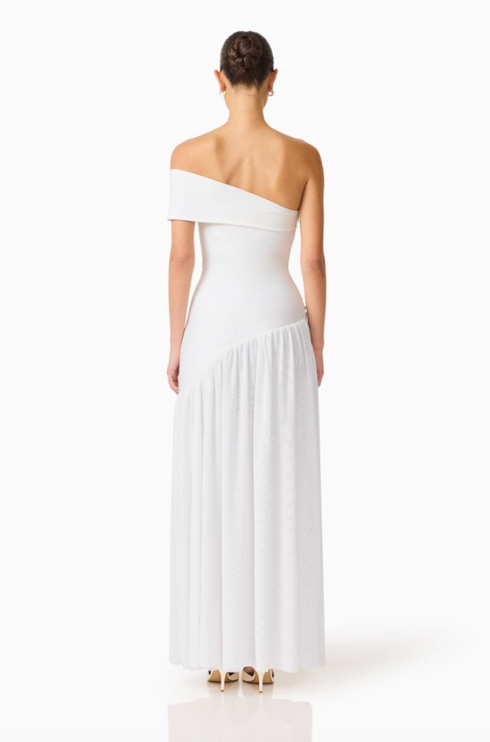 Natasia Off Shoulder Gown in White By Elliatt
