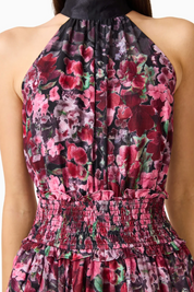 Clementina Halter Neck Fit and Flare Mini Dress in Black Multi by Elliatt