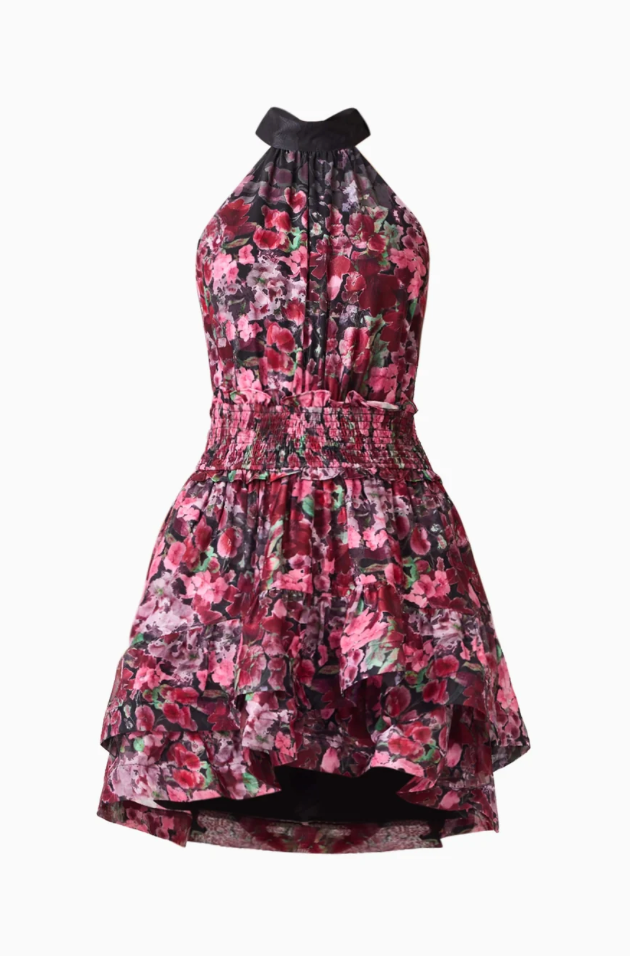 Clementina Halter Neck Fit and Flare Mini Dress in Black Multi by Elliatt