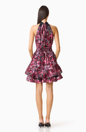 Clementina Halter Neck Fit and Flare Mini Dress in Black Multi by Elliatt