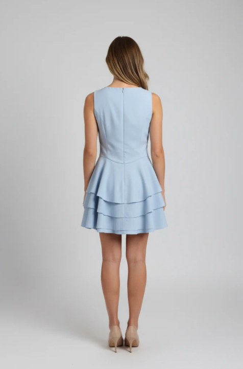 Liora Sleevless Tiered Ruffle Mini Dress in Sky Blue by Elliatt