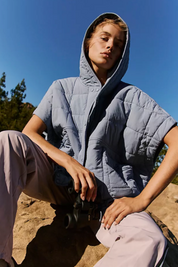 Happy Trails Poncho | Blue/Grey | Free People
