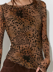 Lilly Printed Long Sleeve | Brown Combo | Free People