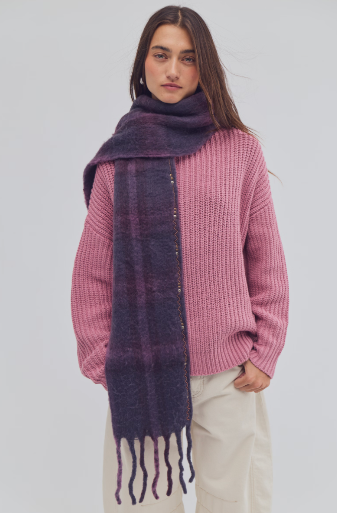 Highland Plaid Skinny Scarf | Berry Combo | Free People