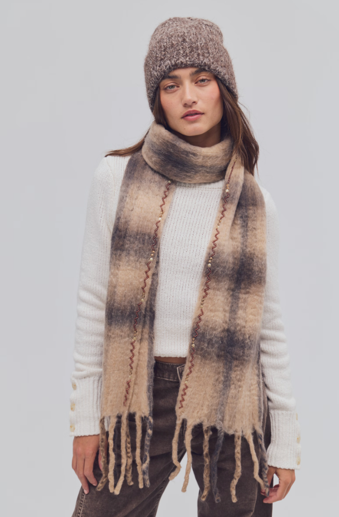 Highland Plaid Skinny Scarf | Neutral Combo | Free People
