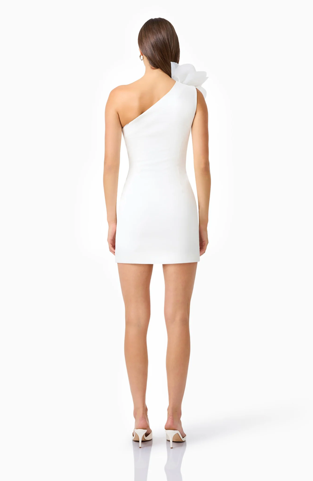 Verdessa One Shoulder Mini Dress | Ivory | Elliatt