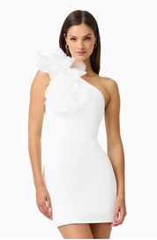 Verdessa One Shoulder Mini Dress | Ivory | Elliatt