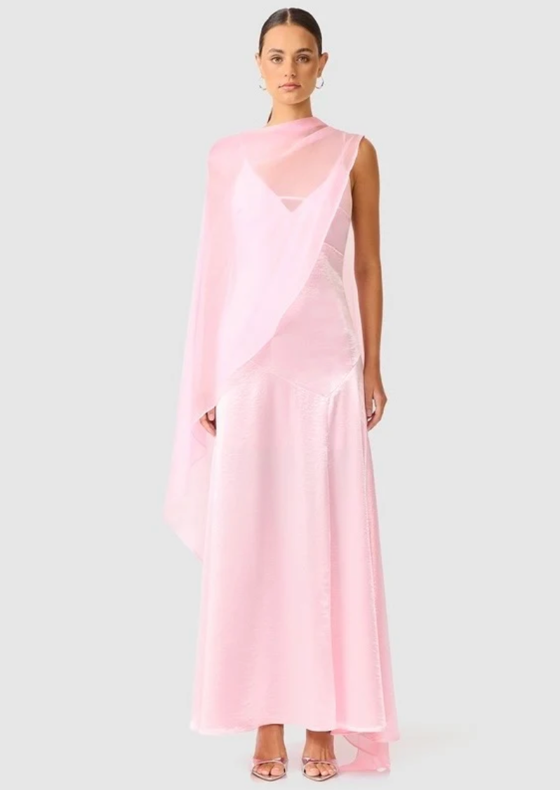 Zimelle Cape Gown | Baby Pink | Elliatt