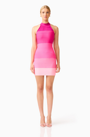 Florava Halter Mini Dress | Pink Ombre | Elliatt